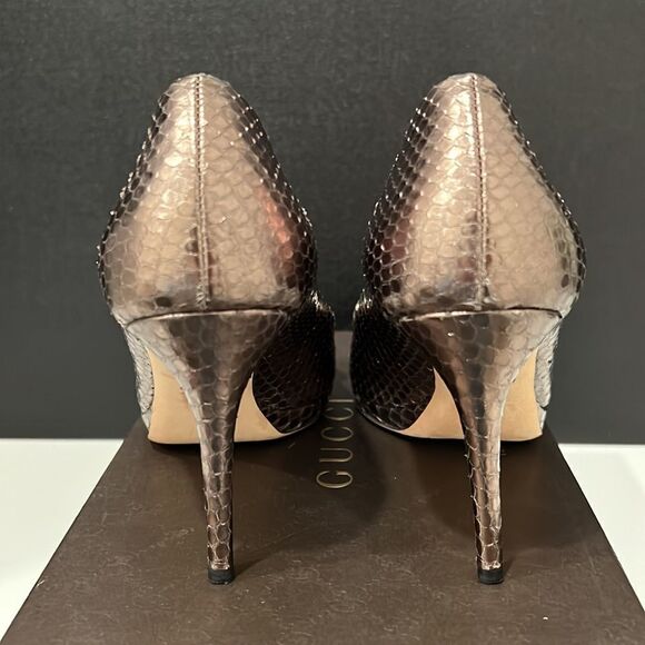 Gucci Snakeskin Peep Toe Pumps - Picture 4 of 10